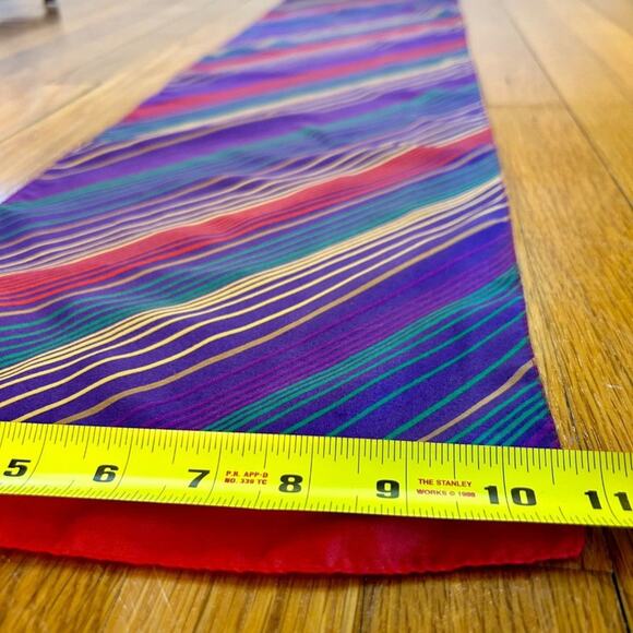 Vintage Women's Purple Striped Fashion Scarf Head Wrap Made in Italy - Picture 9 of 11